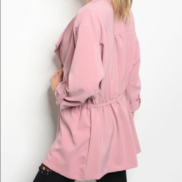Pink Drawstring Jacket Waist Lightweight Pink - Picture 2 of 7
